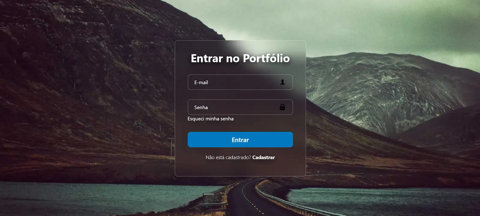 Preview do site Login Portfólio